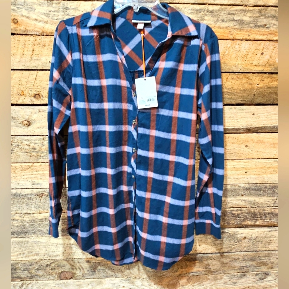 NWT Knox Rose Long Sleeve Plaid‎ Blouse